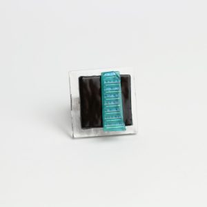 Prsten NOX - green teal & iridescent
